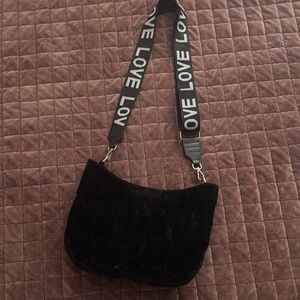 Quilted Koala is Black Shoulder Bag with LOVE Strap